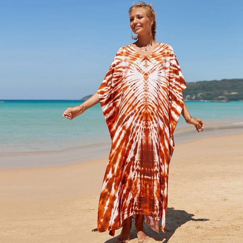 Orange Tie Dye Beach Dress Buddhatrends