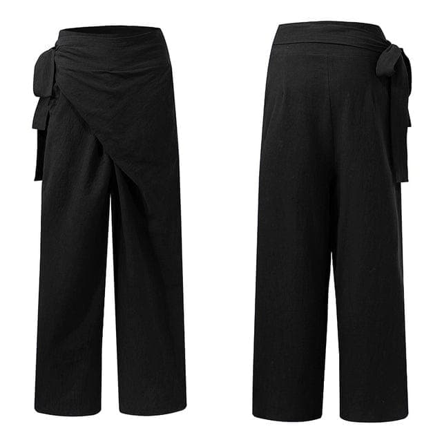 Elegant High Waist Wrap Pants Buddhatrends