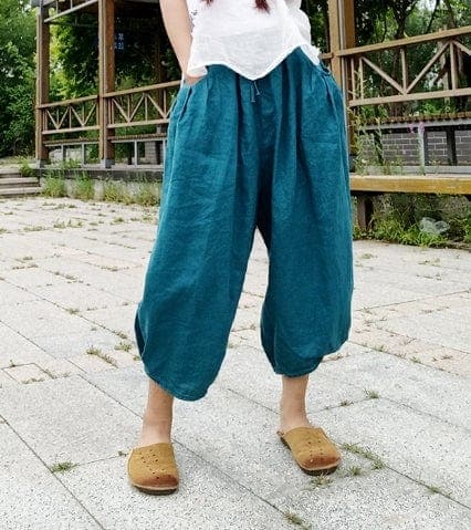 Day in Bali High Waist 3/4 Linen Pants Buddhatrends