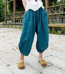 Day in Bali High Waist 3/4 Linen Pants Buddhatrends