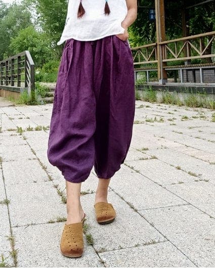 Day in Bali High Waist 3/4 Linen Pants Buddhatrends