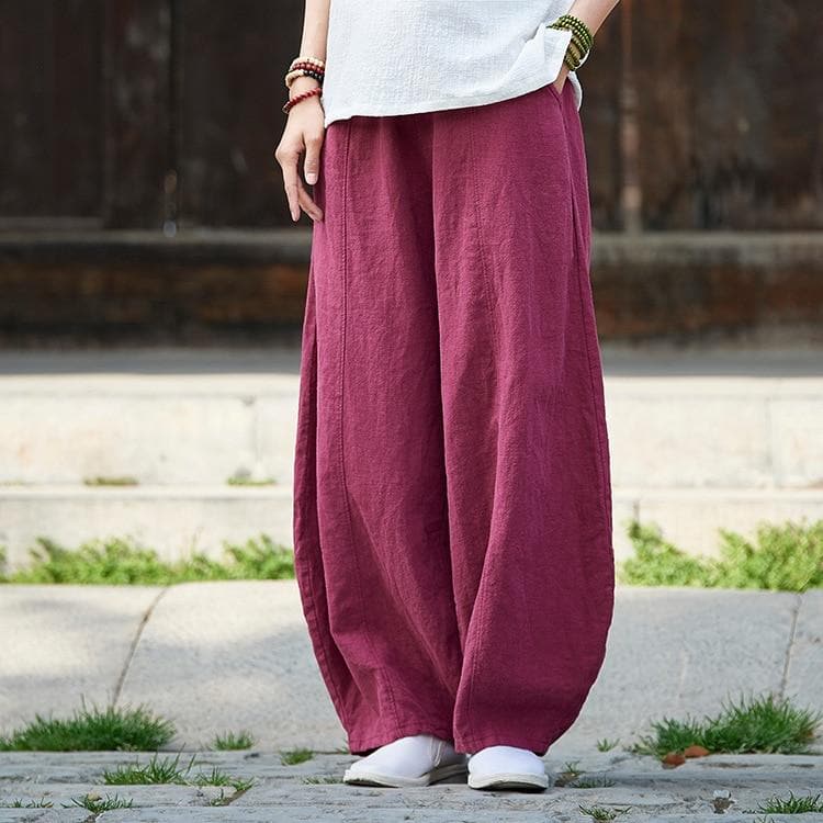 Sakura Wide Leg Linen Pants | Zen Buddhatrends