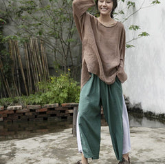 Patchwork Wide Leg Cotton Pants | Lotus Buddhatrends