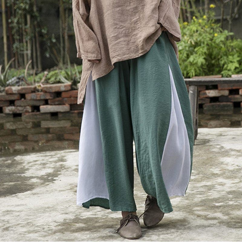 Patchwork Wide Leg Cotton Pants | Lotus Buddhatrends