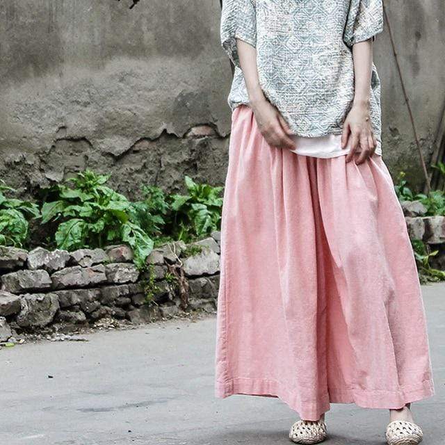 Pink Cotton Linen Palazzo Pants | Lotus Buddhatrends