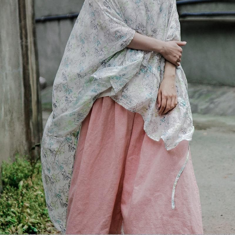 Pink Cotton Linen Palazzo Pants | Lotus Buddhatrends