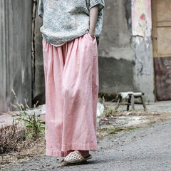 Pink Cotton Linen Palazzo Pants | Lotus Buddhatrends