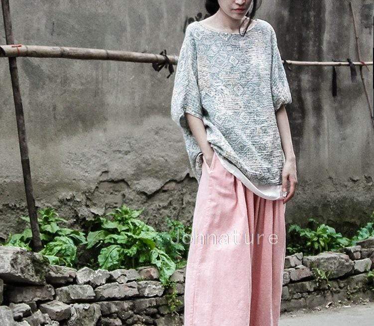 Pink Cotton Linen Palazzo Pants | Lotus Buddhatrends