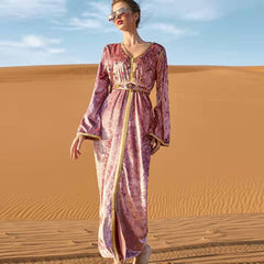 Velvet Pink Maxi Dress | Mandala Buddhatrends