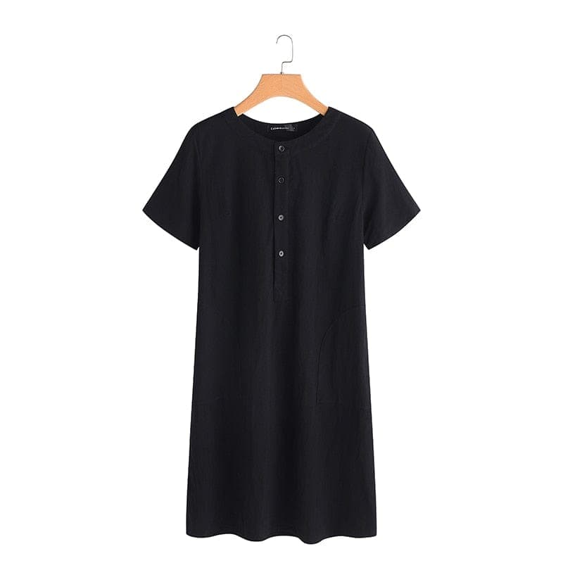 Pure Modesty Short Sleeve Button Dress Buddhatrends