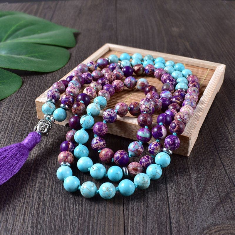 Purple Jasper 108 Mala Beads Tassel Necklace Buddhatrends