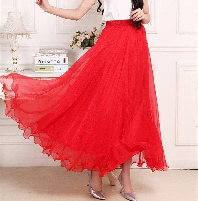 Boho Ruffled Chiffon Skirt Buddhatrends