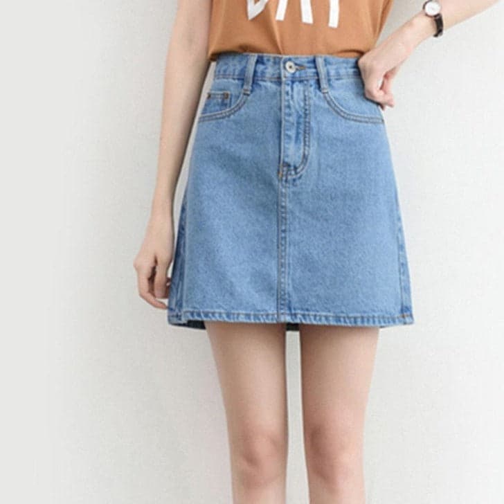 Uridia High Waist Denim Mini Skirt Buddhatrends