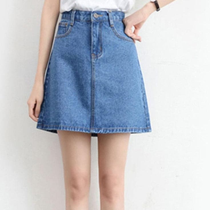 Uridia High Waist Denim Mini Skirt Buddhatrends