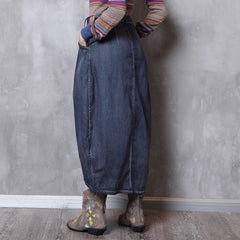 Asymmetrical High Waist Denim Skirt Buddhatrends