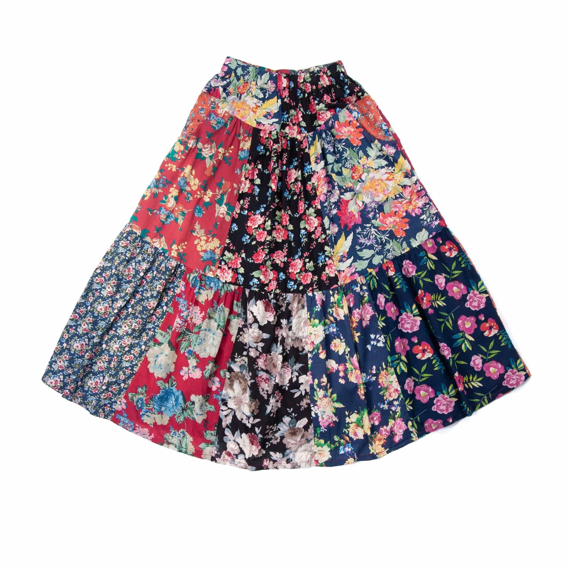 Floral Random Patchwork Skirt Buddhatrends