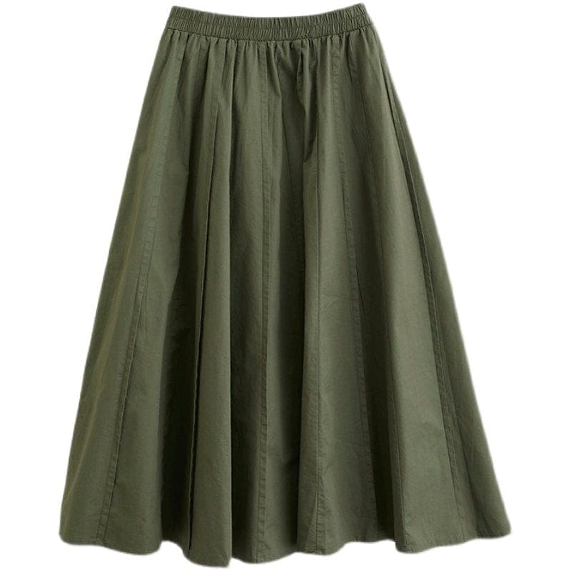 High Waist Cotton Linen Pleated Skirt Buddhatrends