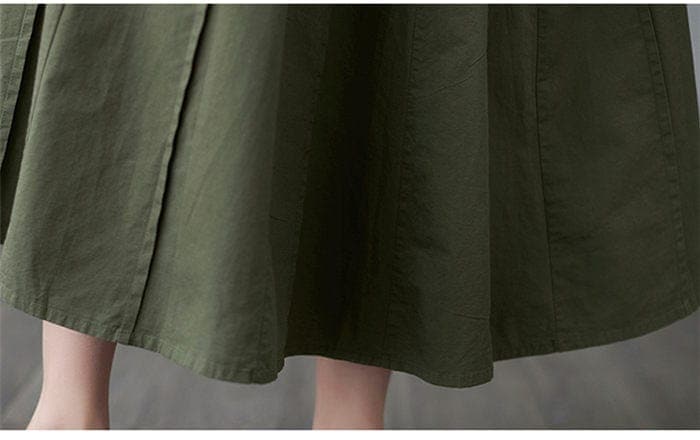 High Waist Cotton Linen Pleated Skirt Buddhatrends