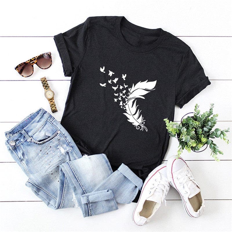 Feather & Birds O-Neck Tee Buddhatrends