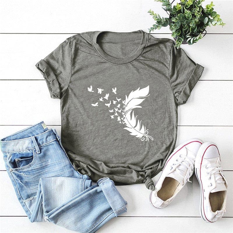 Feather & Birds O-Neck Tee Buddhatrends