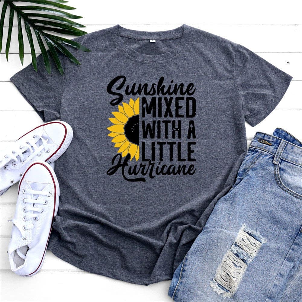 Sunshine & Hurricane Graphic Cotton T-shirts Buddhatrends