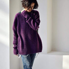 Ashley Purple Cable Knit Sweater Buddhatrends