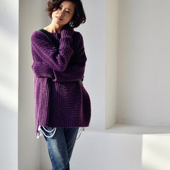 Ashley Purple Cable Knit Sweater Buddhatrends