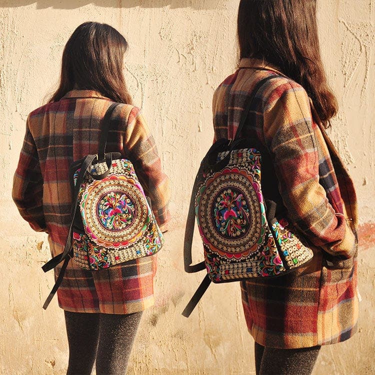 Tibet Mandala Embroidered Backpack Buddhatrends