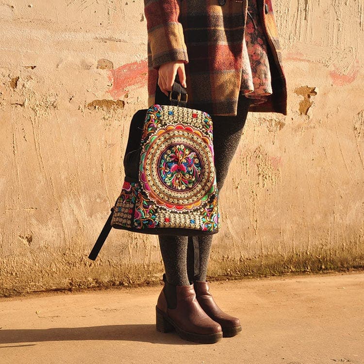 Tibet Mandala Embroidered Backpack Buddhatrends