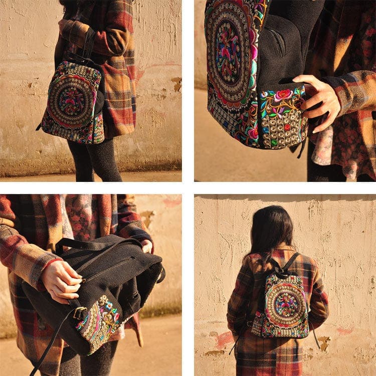 Tibet Mandala Embroidered Backpack Buddhatrends