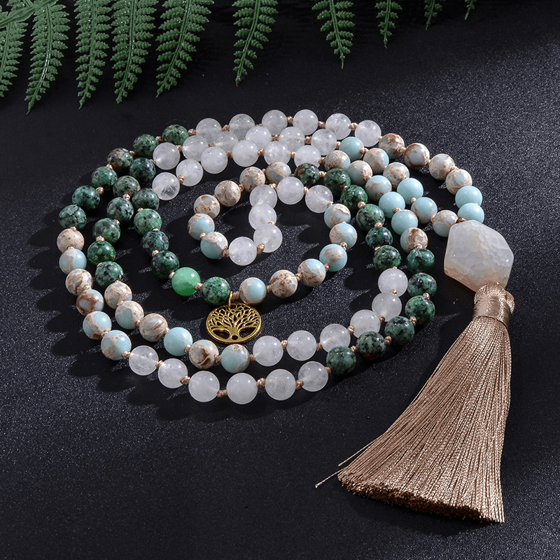 Tree Of Life Semi Precious Stones Mala Beads Set Buddhatrends