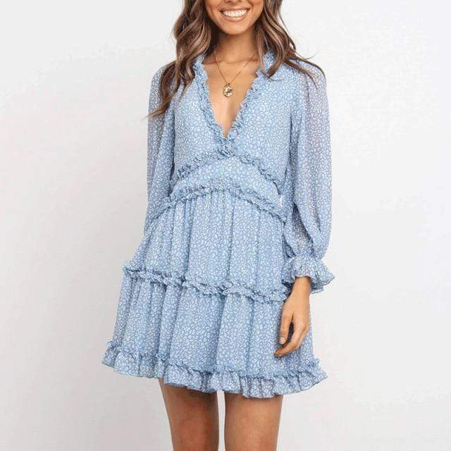 Mabel Puff Sleeve Ruffle Boho Dress Buddhatrends