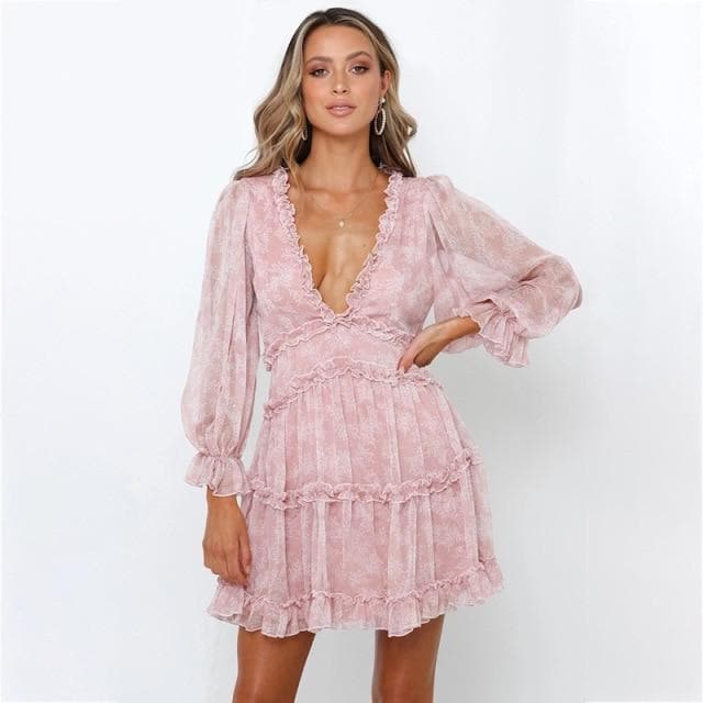 Mabel Puff Sleeve Ruffle Boho Dress Buddhatrends