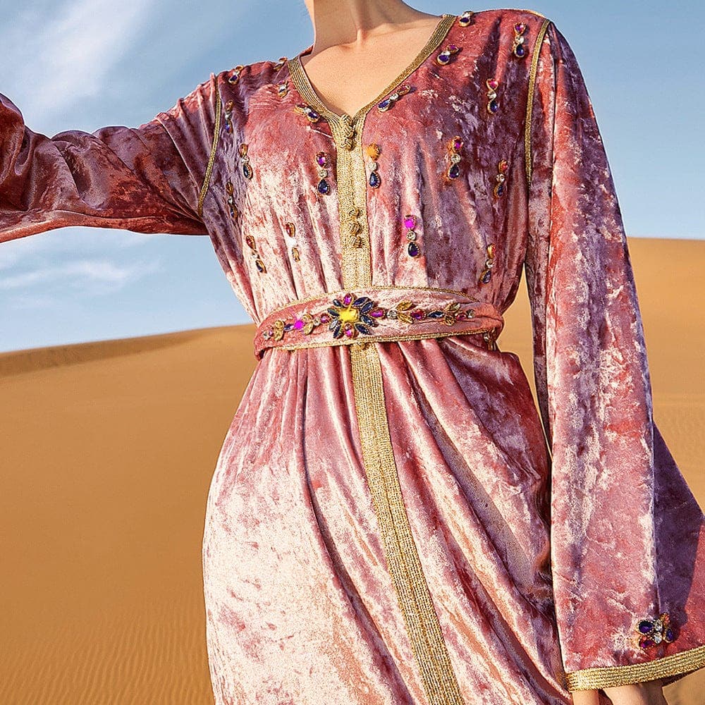 Velvet Pink Maxi Dress | Mandala Buddhatrends