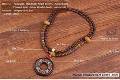 Wheel of Dharma Handmade Wood Necklace Buddhatrends