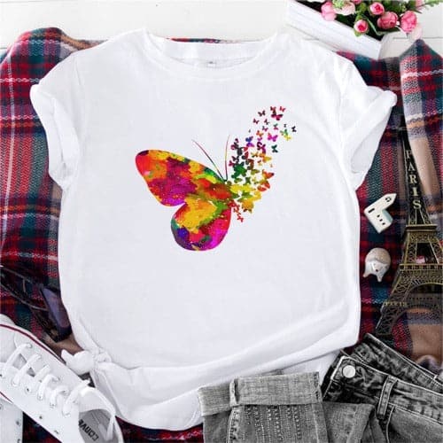 Watercolour Butterfly Graphic Tee Buddhatrends