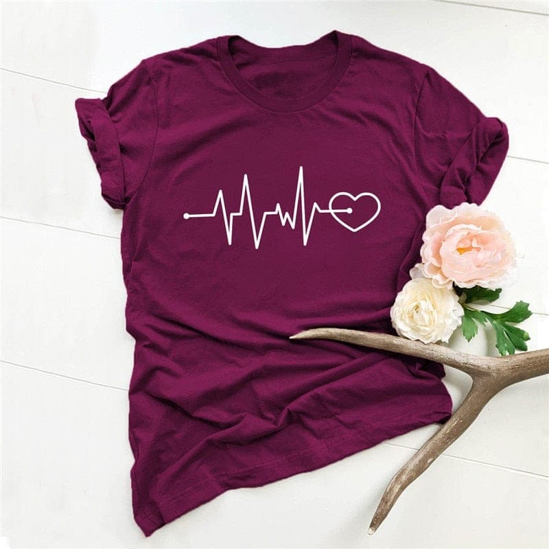 Heart Pulse Graphic Tee Buddhatrends