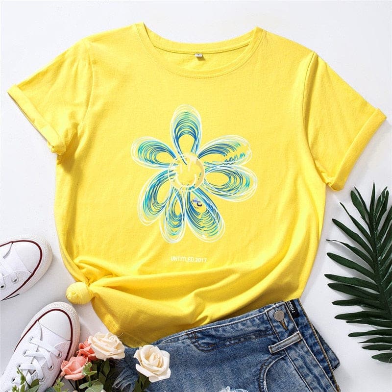 Flower Power Printed T-Shirt Buddhatrends