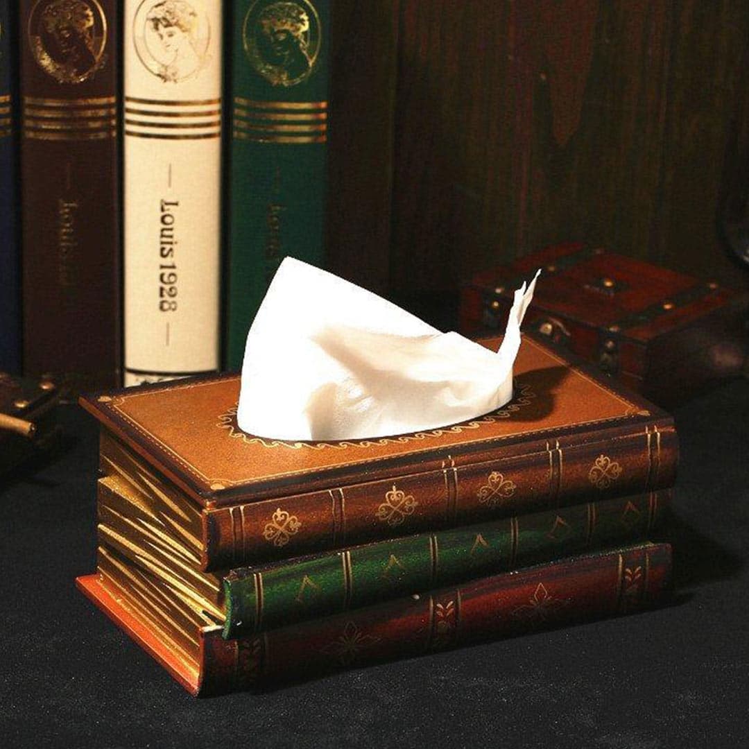 Wooden Book Tissue Box Feajoy