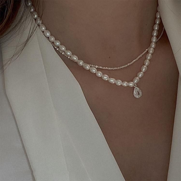 Charm Jewelry Fashion Wedding Party Pearl Double Layers Choker Necklace For Women 2021 New Jewelry Elegant Collares Gifts Touchy Style