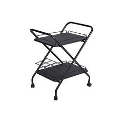 2-Tier Multi-Functional Metal Rolling Utility Cart With Lockable Wheels - Storage Rack For Bar | Kitchen | Office dylinoshop