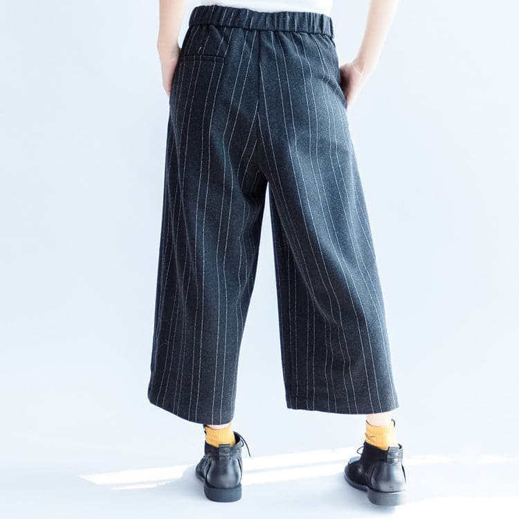 dark gray casual woolen cotton pants fashion striped wide leg pants LPTS171028