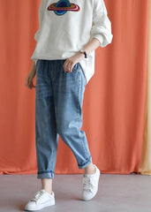 denim blue 2019 new wild elastic waist pants LPTS190827