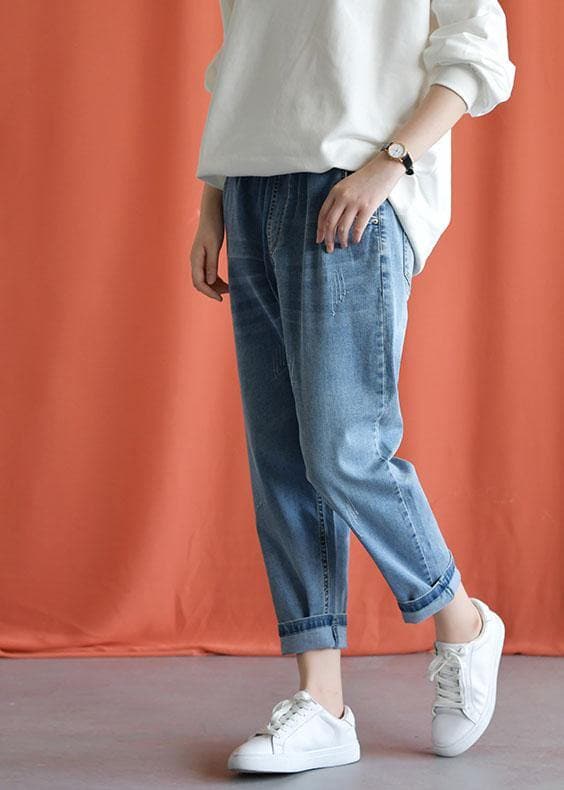 denim blue 2019 new wild elastic waist pants LPTS190827