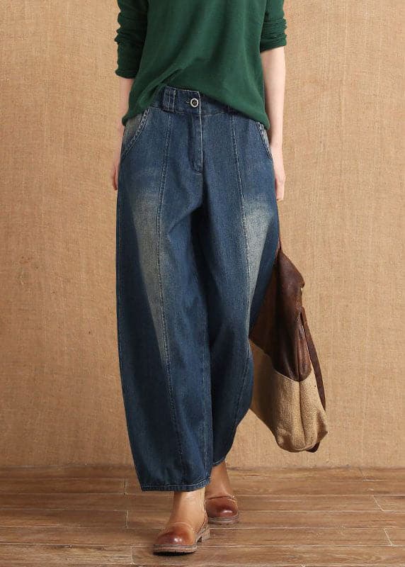 diy Blue Casual Pockets Button lantern Fall Denim Pants BSNZ-LPTS211014