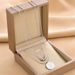 Double Layered Classic Letter Stainless Steel Necklace Charm Jewelry NCJSO16 G Touchy Style