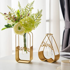 Nordic Golden Glass Vase feajoy