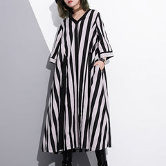 fashion striped cotton caftans Loose fitting tie waist cotton maxi dress fine v neck cotton caftans AT-SDL180213