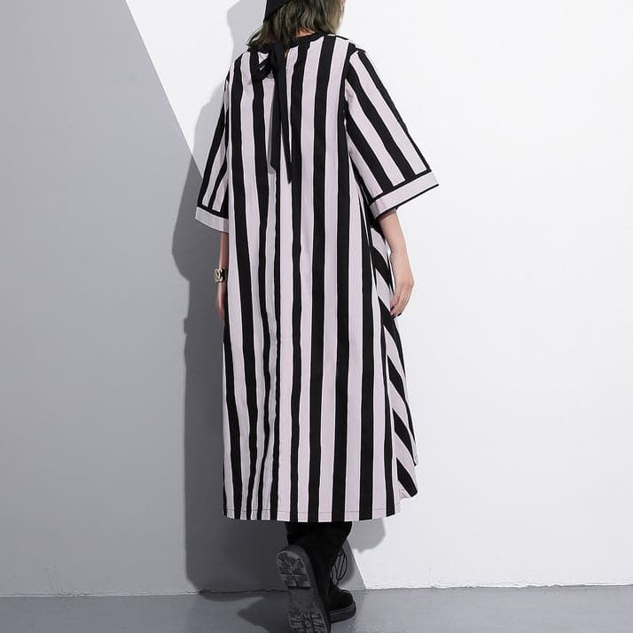 fashion striped cotton caftans Loose fitting tie waist cotton maxi dress fine v neck cotton caftans AT-SDL180213