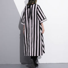 fashion striped cotton caftans Loose fitting tie waist cotton maxi dress fine v neck cotton caftans AT-SDL180213